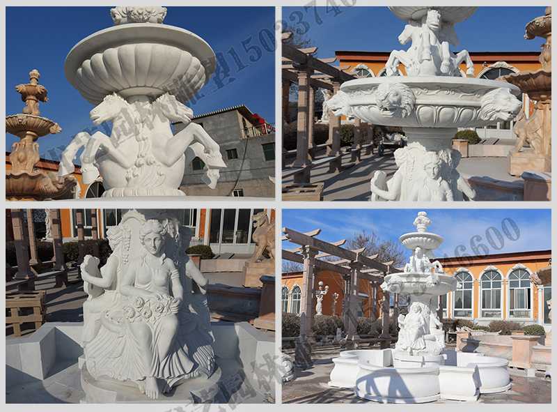 大理石噴泉，歐式人物動物噴泉，室外景觀噴泉定制