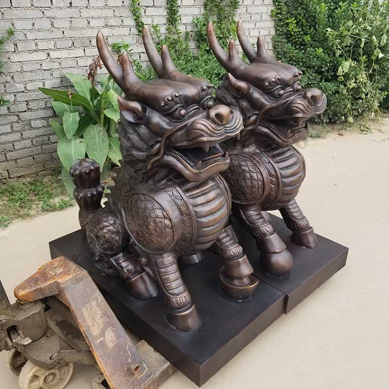 銅麒麟雕塑，銅麒麟擺件，鎮宅風水麒麟